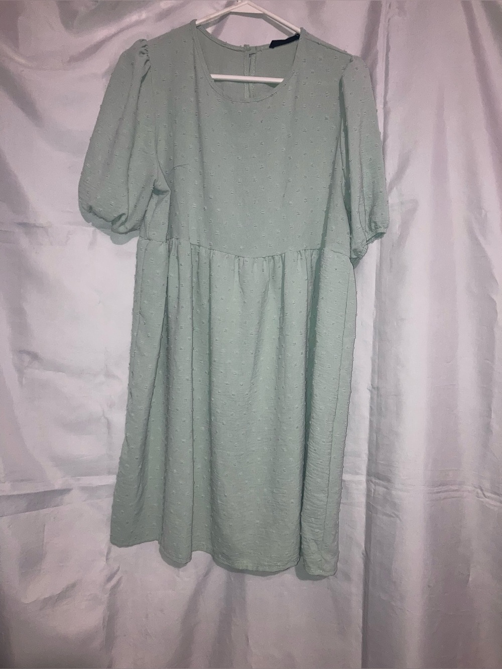 ❤️3/$15 Womens Mint Puff-Sleeve Babydoll Dress